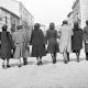 Jóvenes de paseo a la salida de misa  en Lozoyuela. 1950