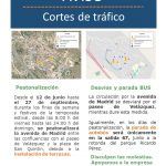 aviso peatonalizacion y parada de bus