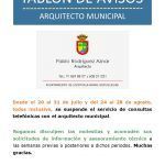 aviso cartel suspensión atencion de urbanismo