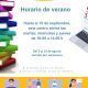 horario de verano biblioteca y aula TIC 2021
