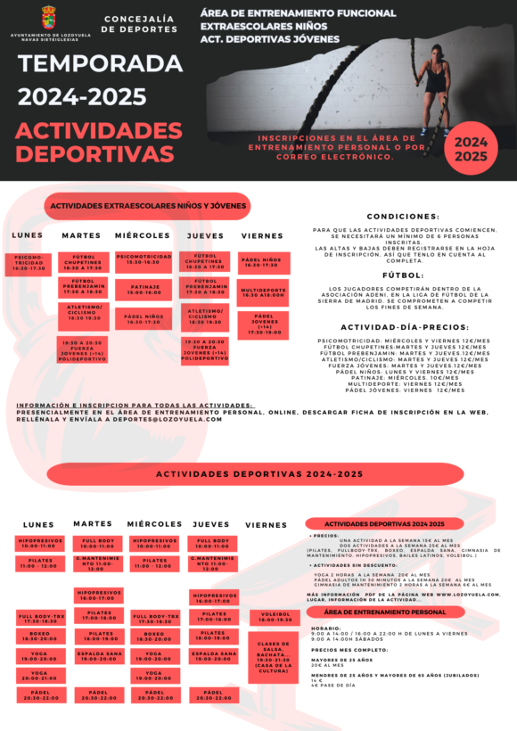 ACTIVIDADES DEPORTIVAS. Temporada 2024-2025 CARTEL ACTIVIDADES DEPORTIVAS 2023-2024